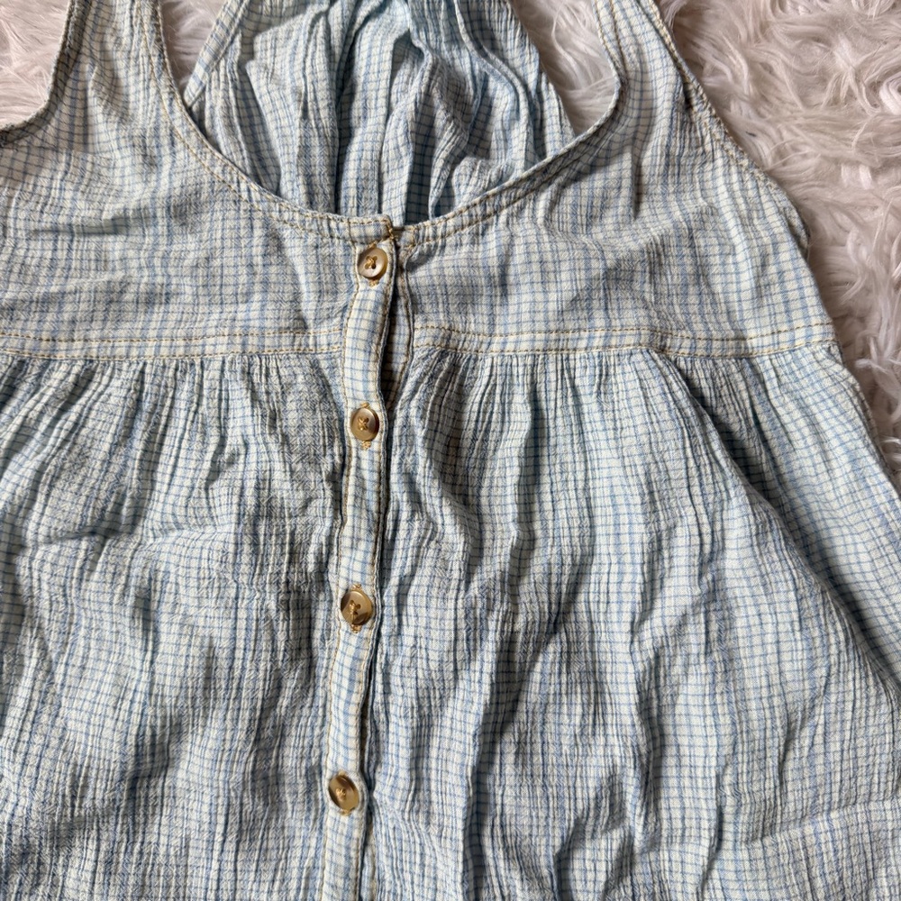 O’Neill Meyer top smocked blouse tank top light blue and white XS - Picture 5 of 5